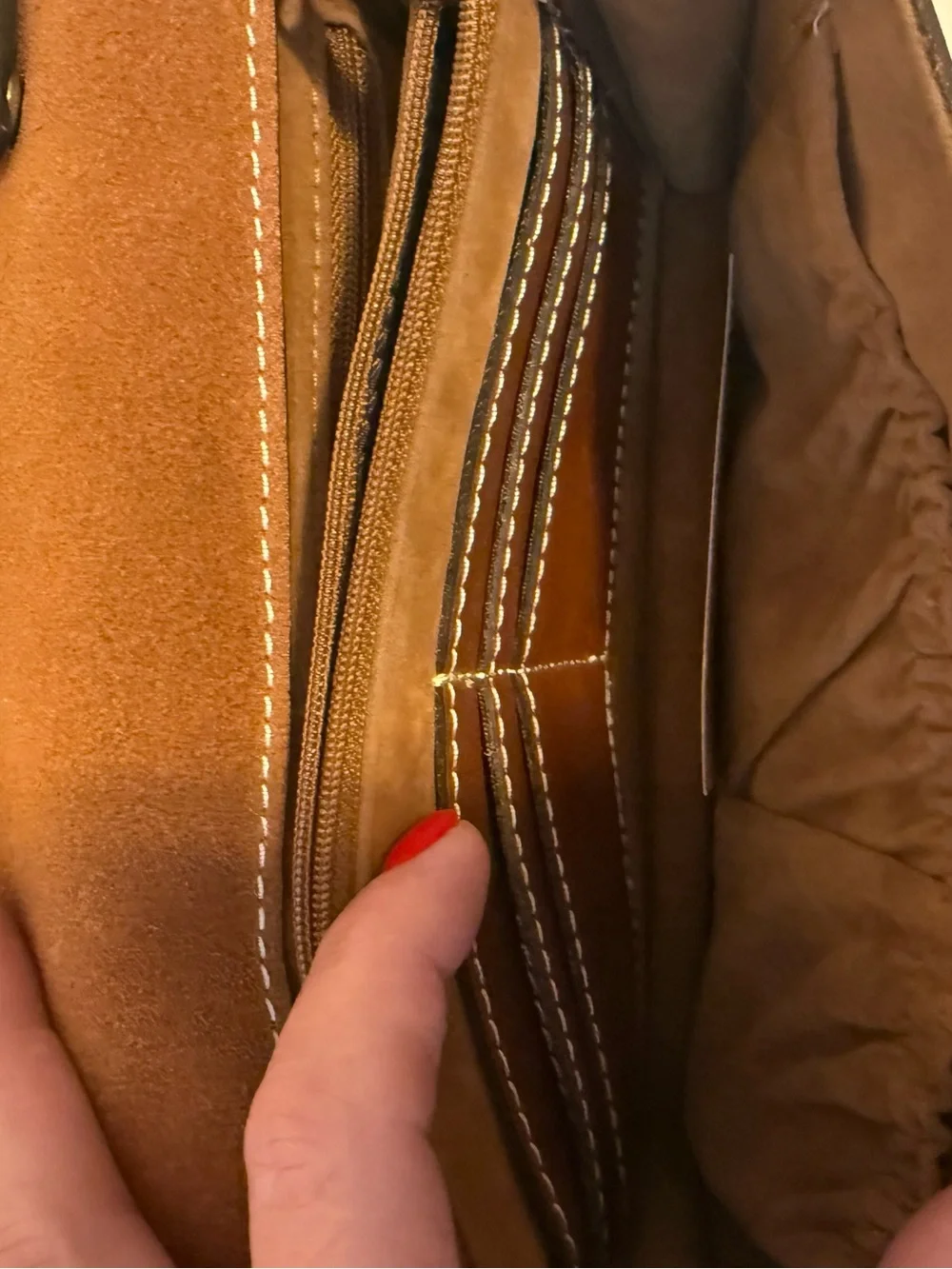 Patricia Nash Lanza Crossbody Bag Tan 100% Leather Organizer Purse Cert Card